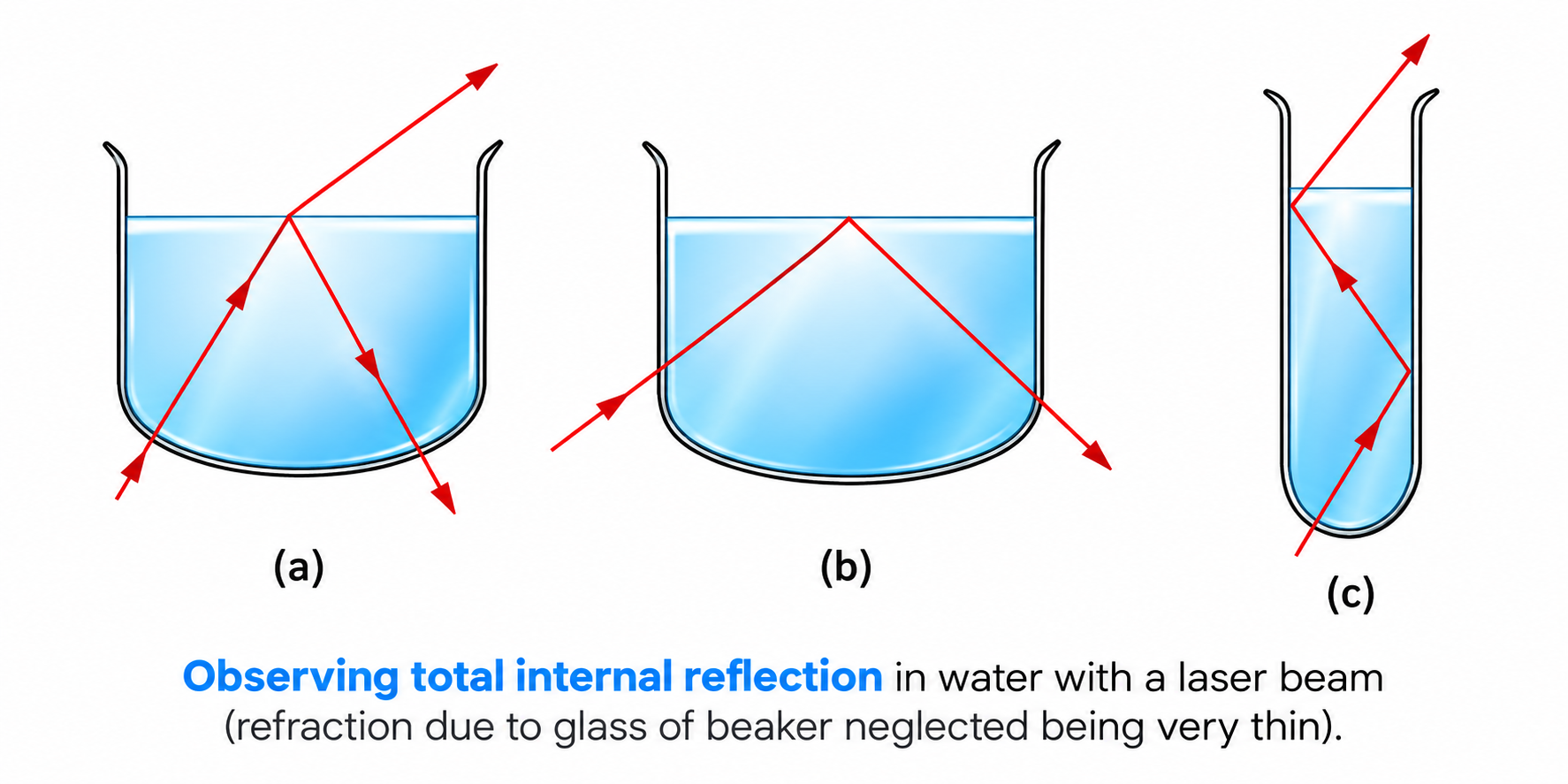 Figure 9.12: Demonstration of total internal reflection using a laser beam in water.